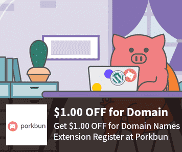 Porkbun Coupon $1.00 discount for Domain Names Extension Register